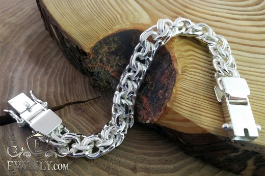 Men's massive silver bracelet, buy weaving "Bismarck" of silver