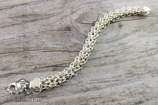 Big men's bracelet "Alligator" of sterling silver to buy 121016YB